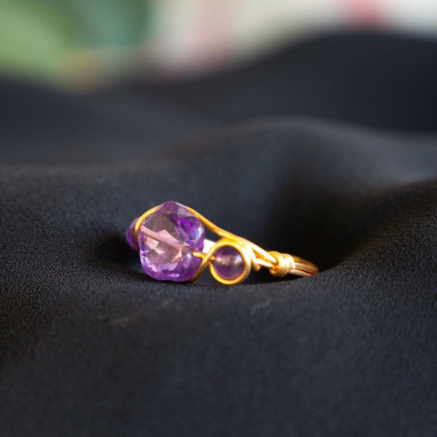 Amethyst Flower Wire Wrapped Ring