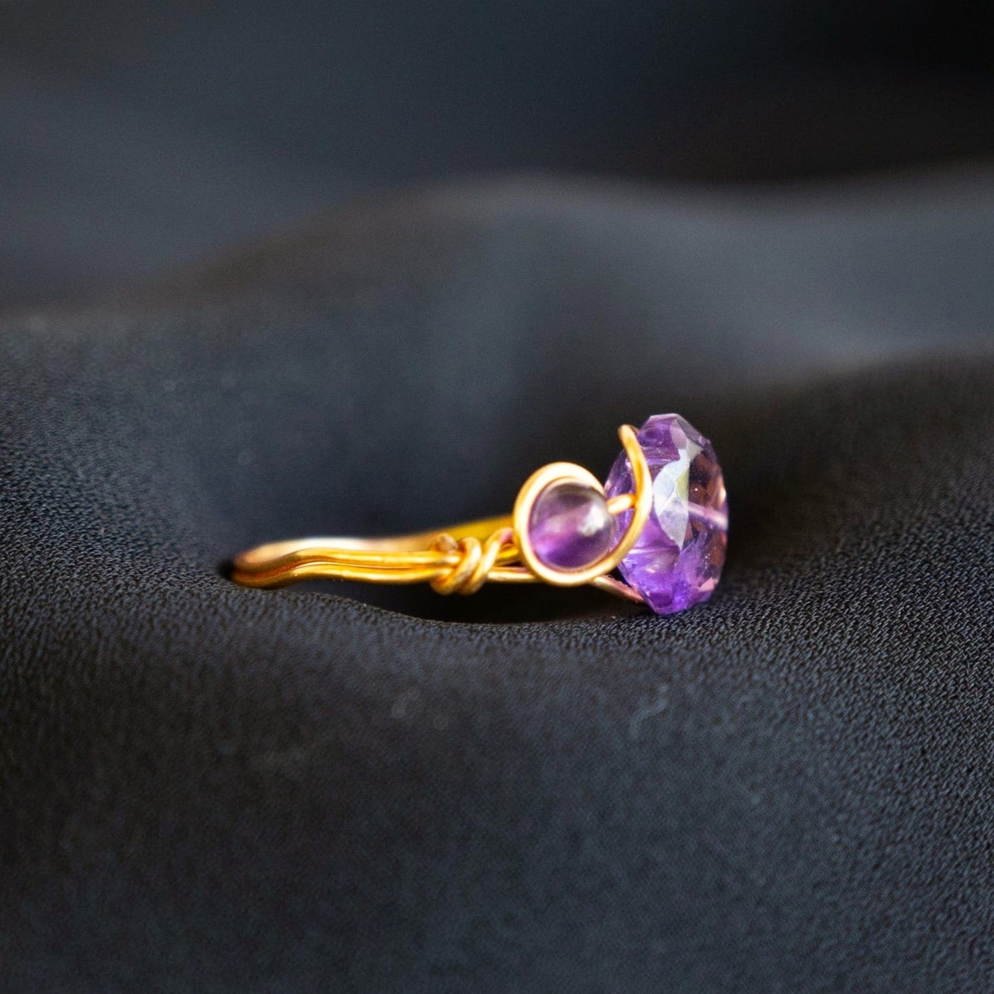 Amethyst Flower Wire Wrapped Ring