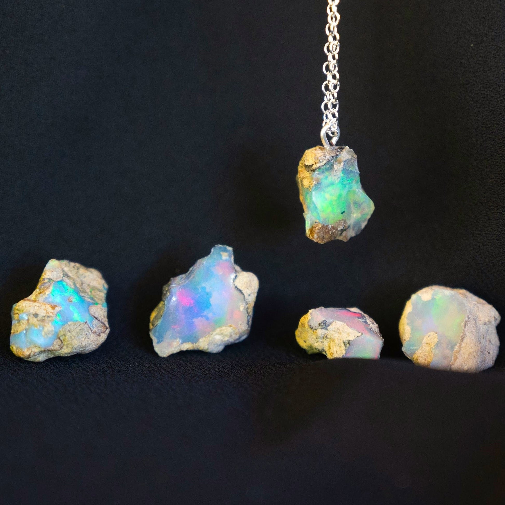 Raw Ethiopian Opal Pendant Necklace