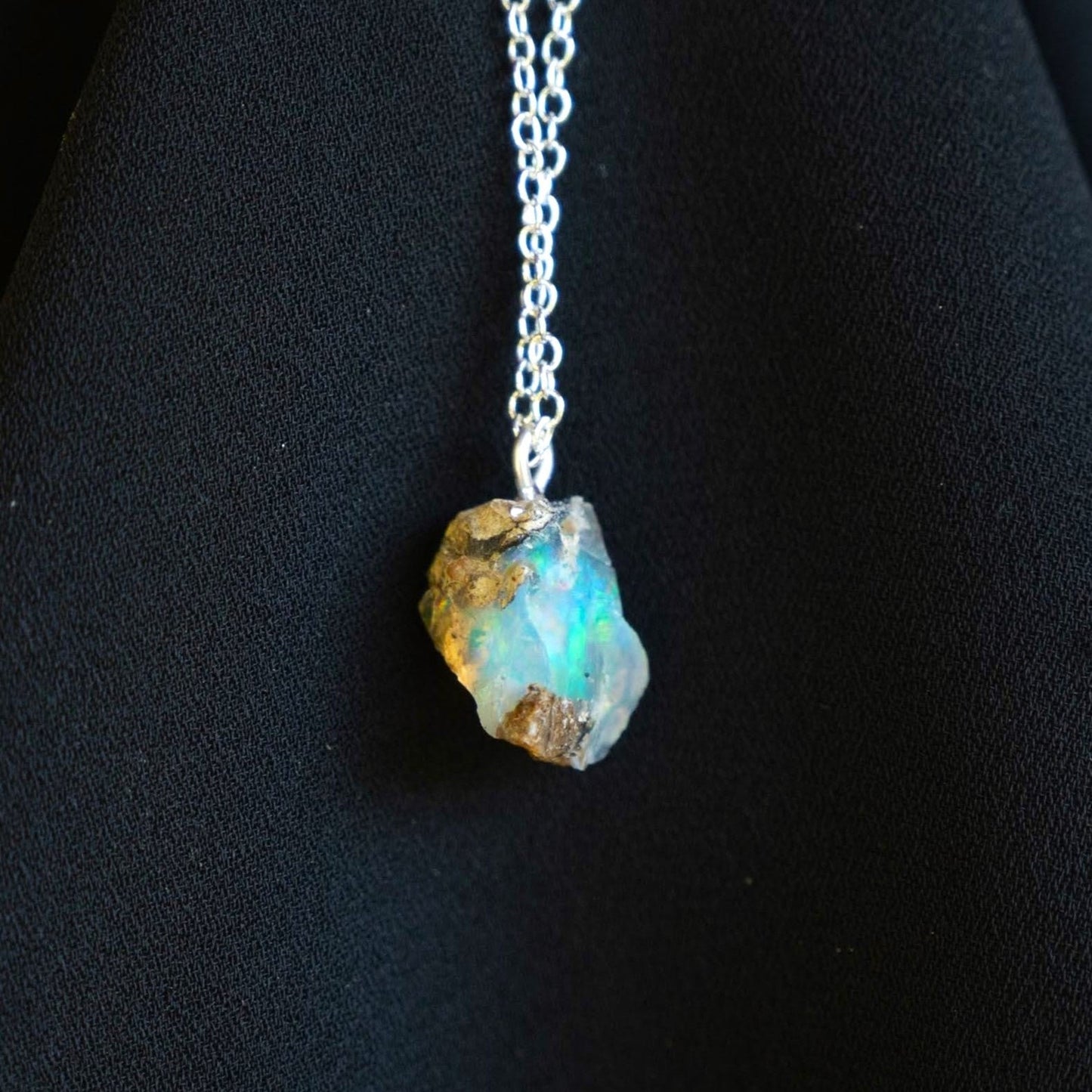 Raw Ethiopian Opal Pendant Necklace