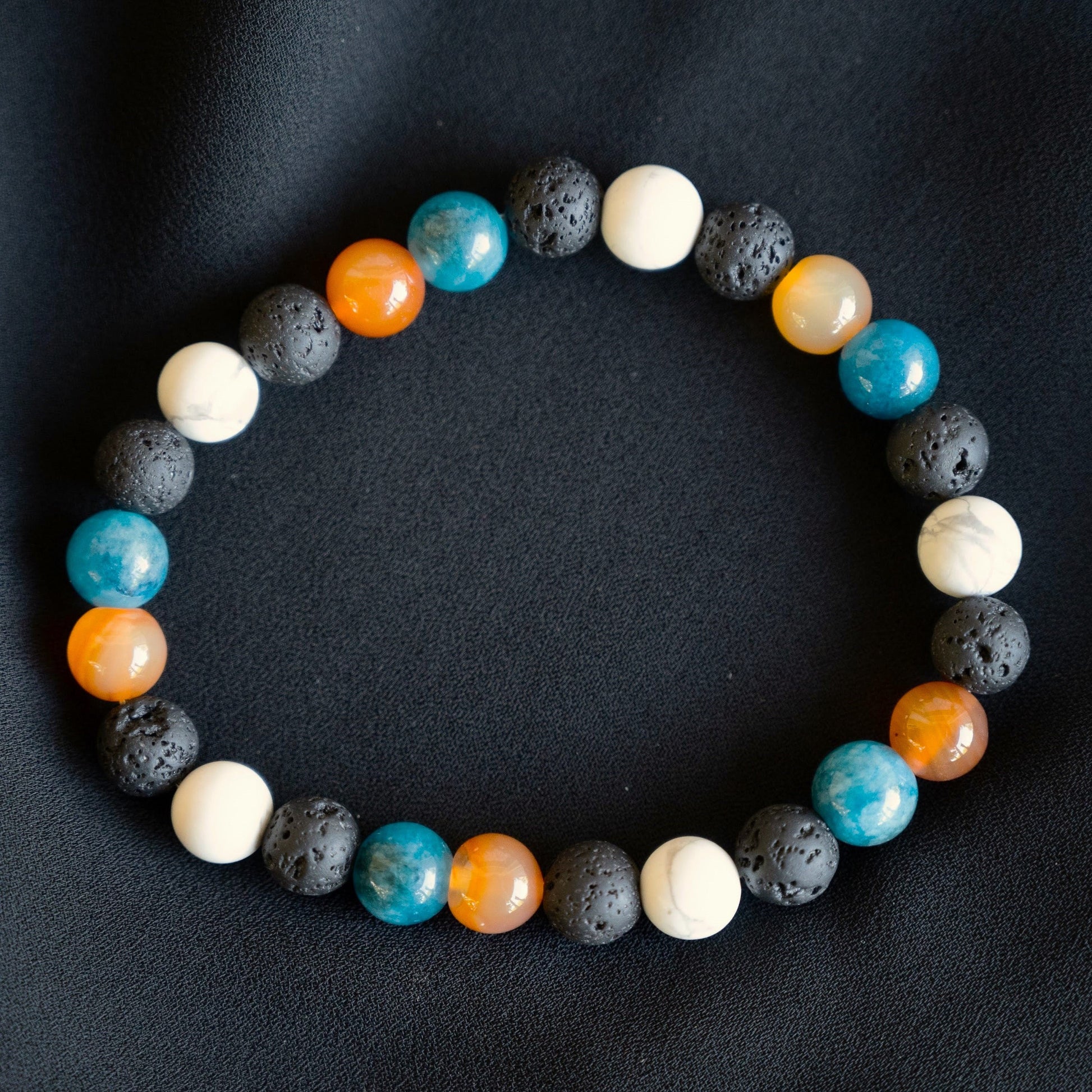 Jarrett | Mixed Gemstone and Lava Stone Beaded Bracelet