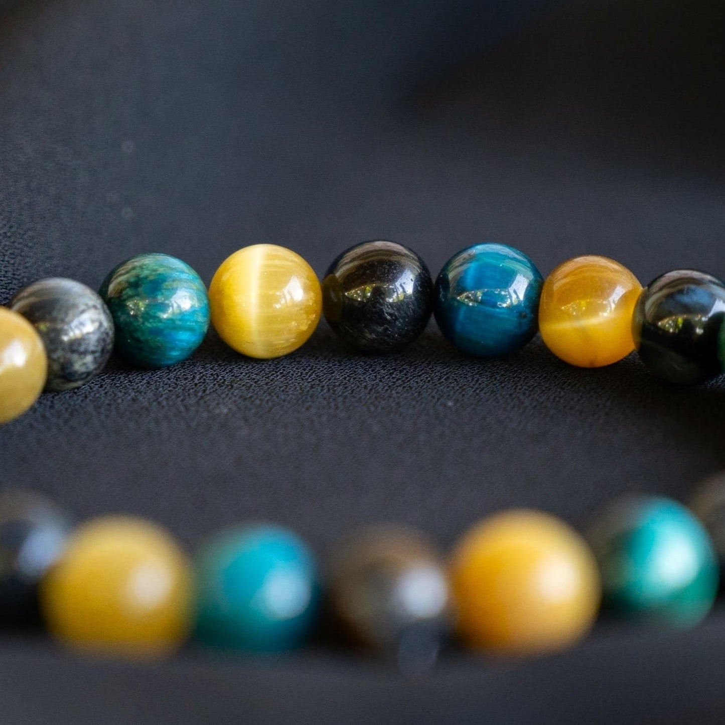 Multicolor Tiger&#39;s Eye and Hawk&#39;s Eye Beaded Bracelet