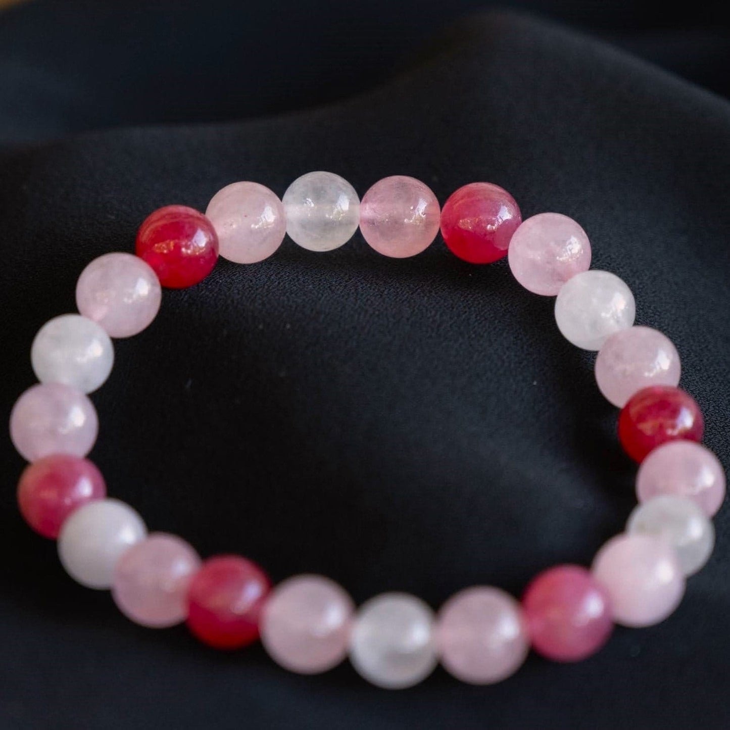 Mariah | Quartz and Tourmaline Pink Beaded Bracelet