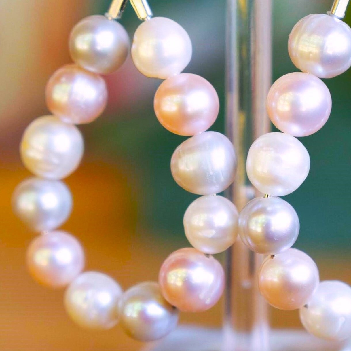 Multicolor Freshwater Pearl Hoop Earrings