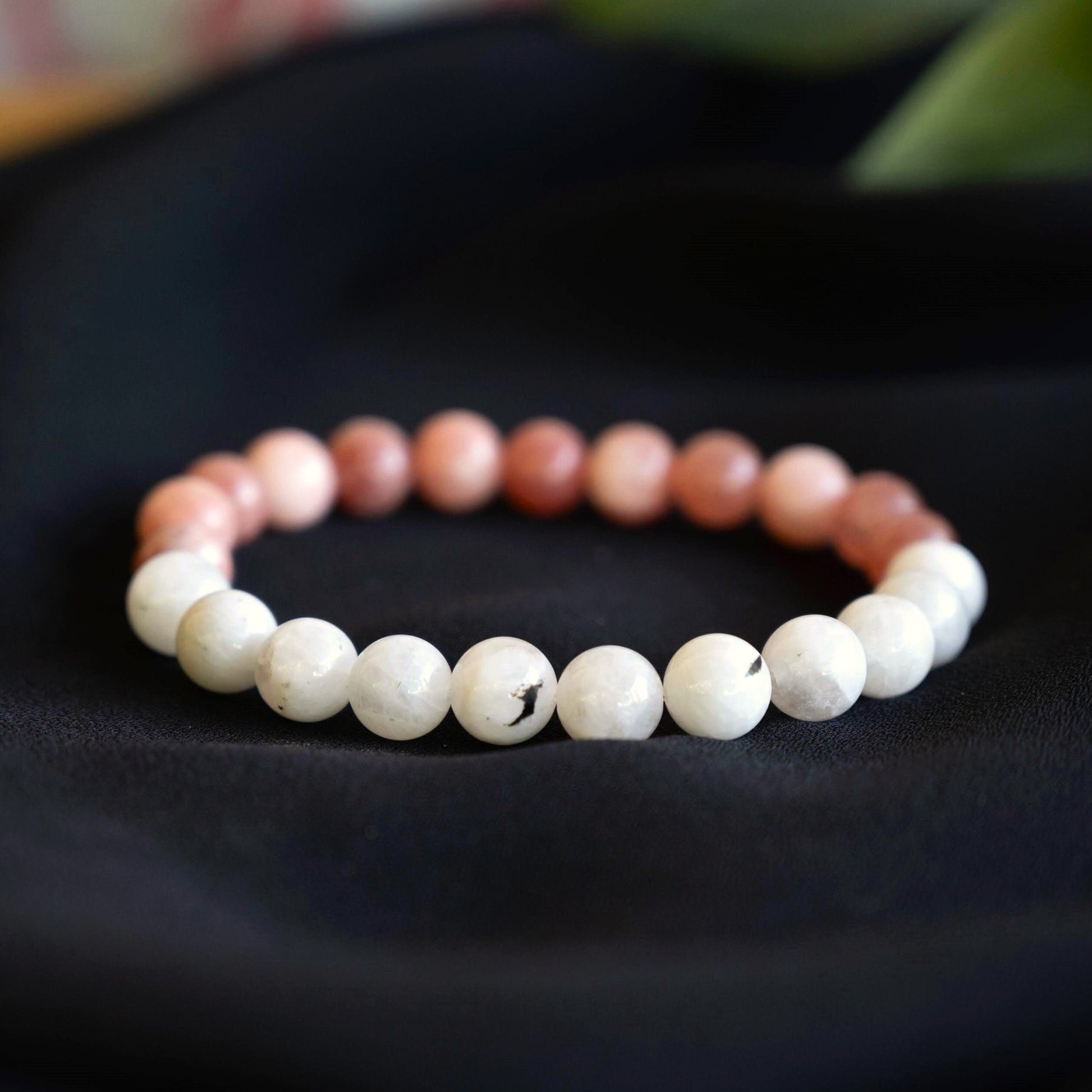 Sunstone and Moonstone Beaded Bracelet