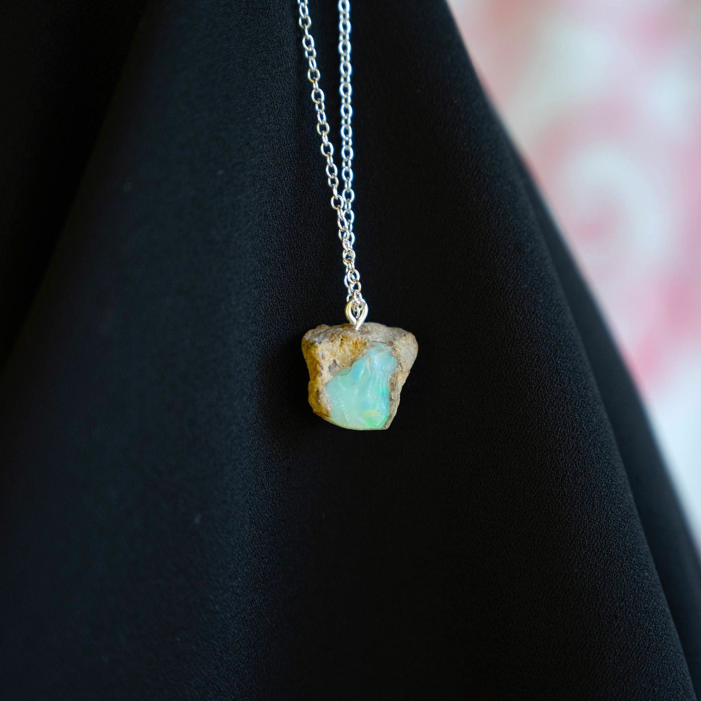 Raw Ethiopian Opal Pendant Necklace