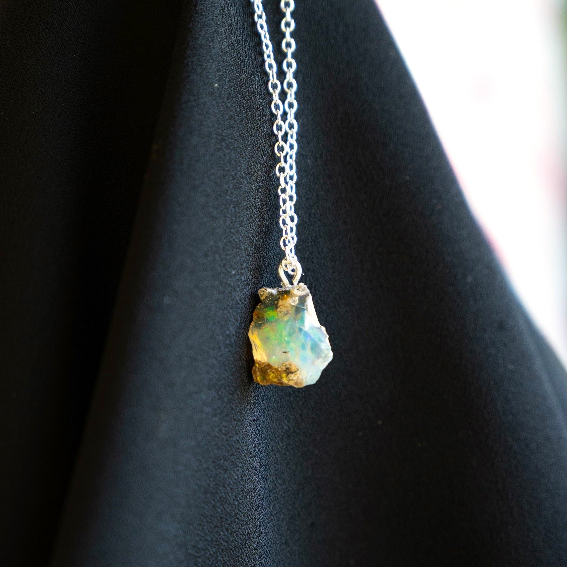 Raw Ethiopian Opal Pendant Necklace