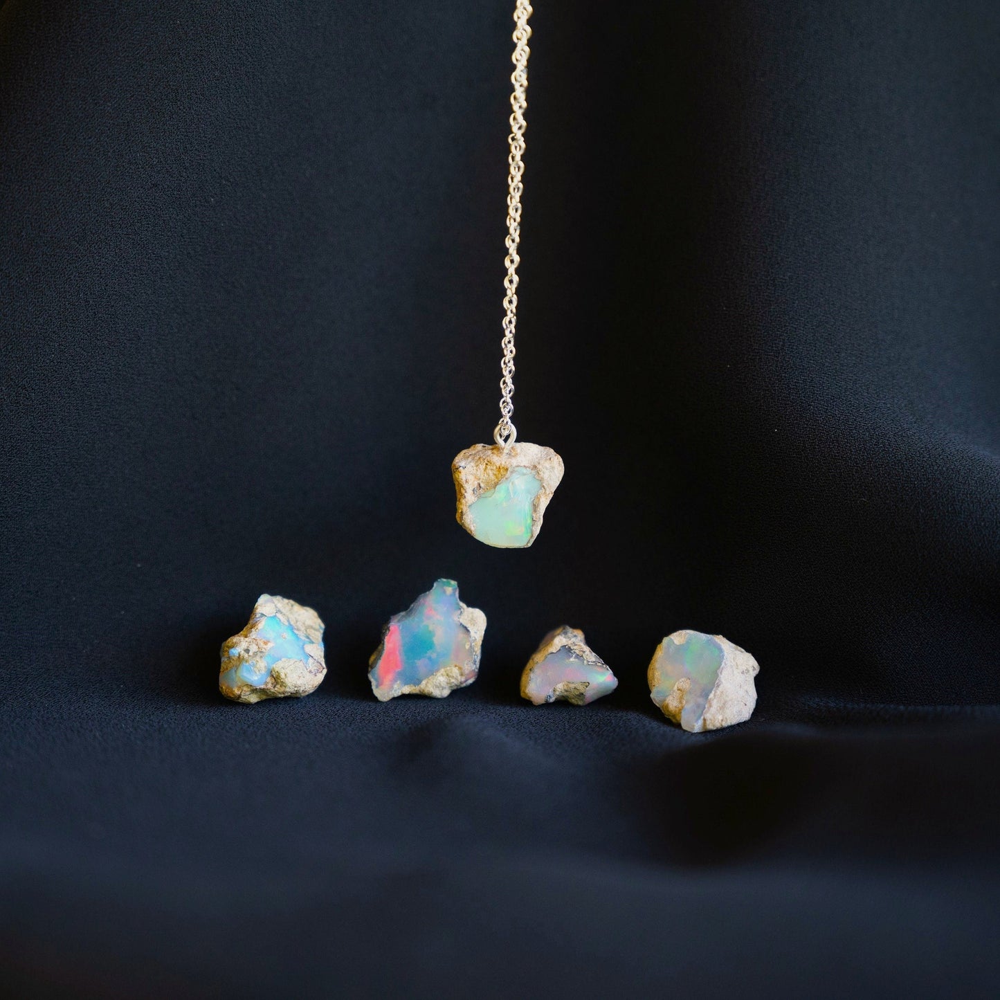 Raw Ethiopian Opal Pendant Necklace