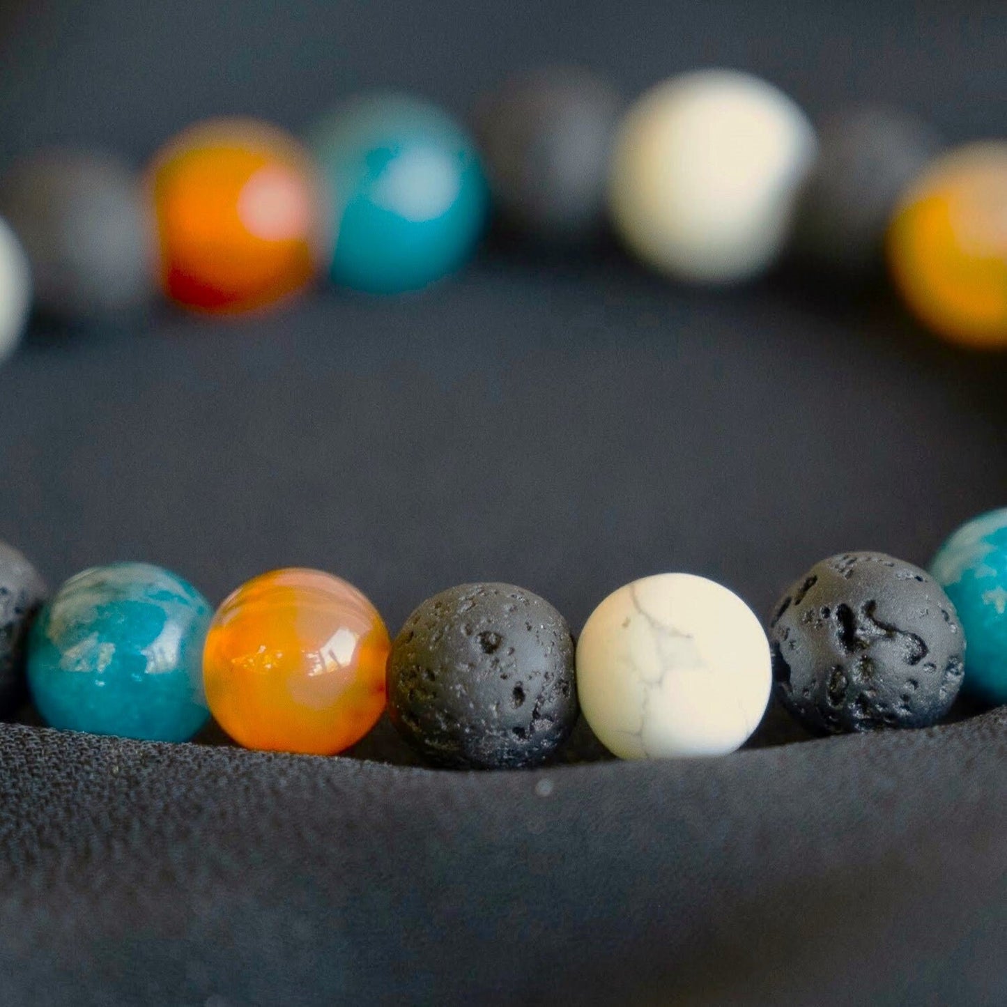 Jarrett | Mixed Gemstone and Lava Stone Beaded Bracelet