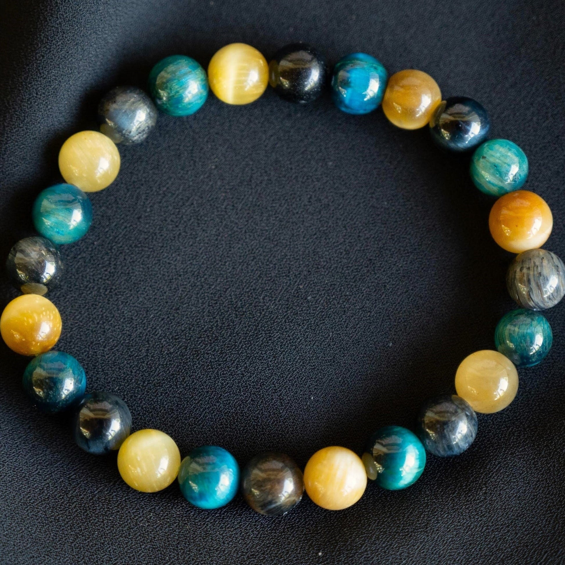 Multicolor Tiger&#39;s Eye and Hawk&#39;s Eye Beaded Bracelet