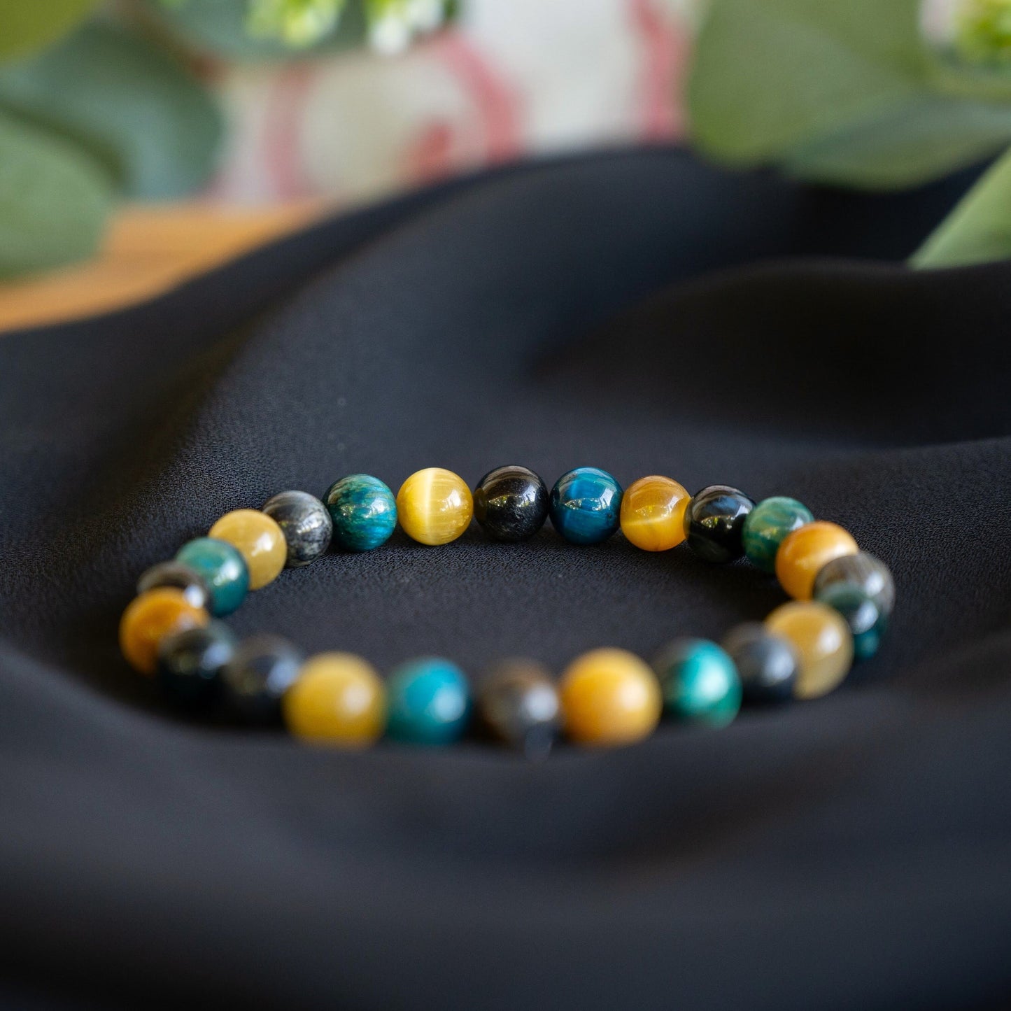 Multicolor Tiger&#39;s Eye and Hawk&#39;s Eye Beaded Bracelet