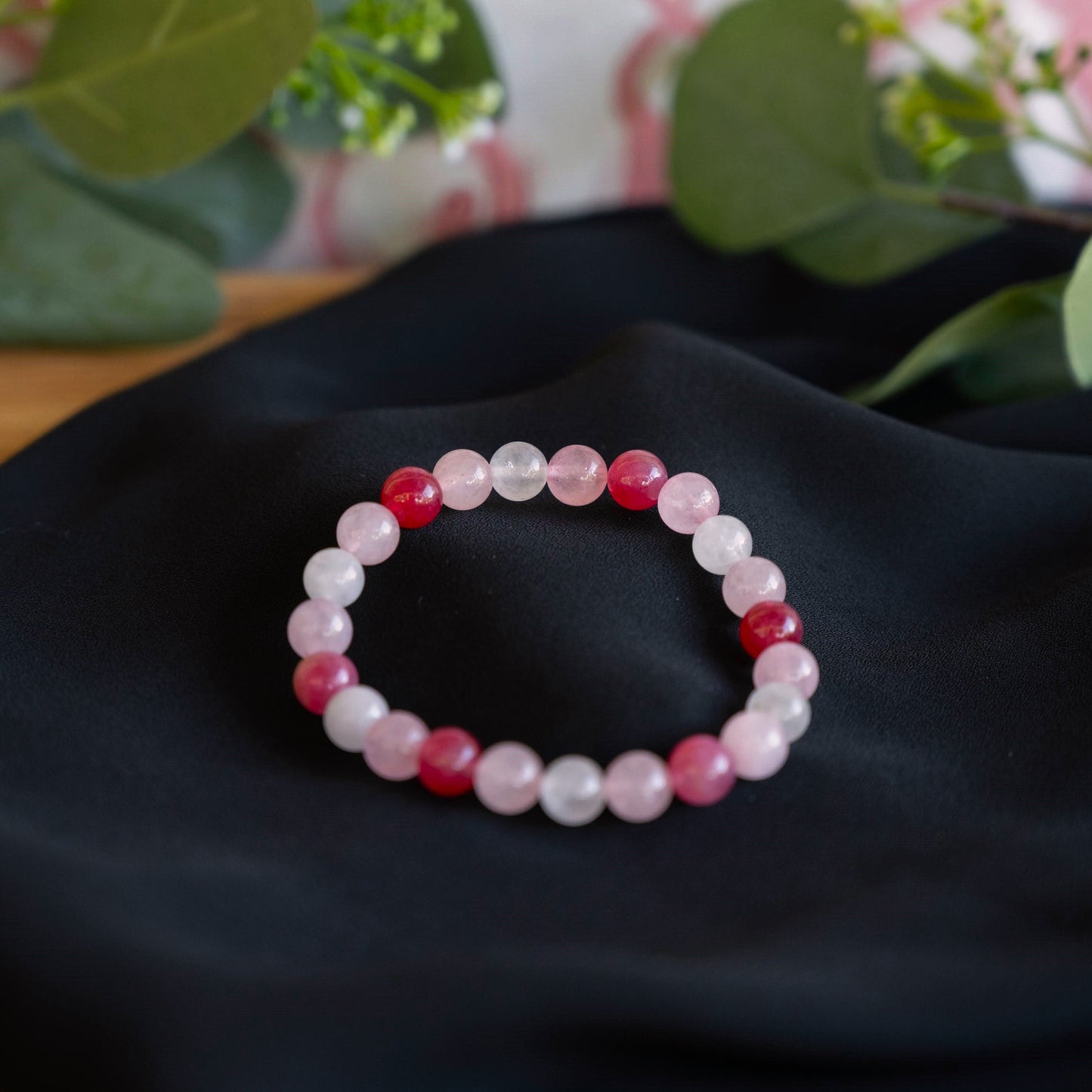 Mariah | Quartz and Tourmaline Pink Beaded Bracelet