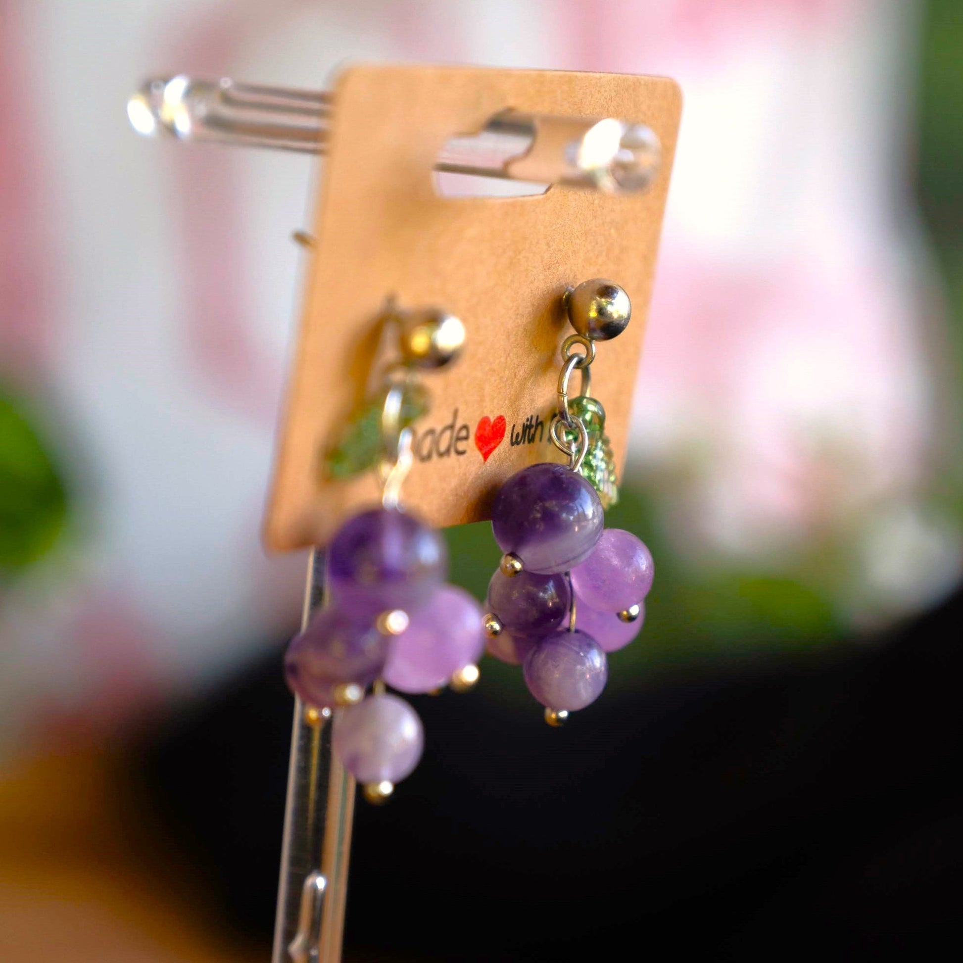 Grape Cluster Amethyst Earrings