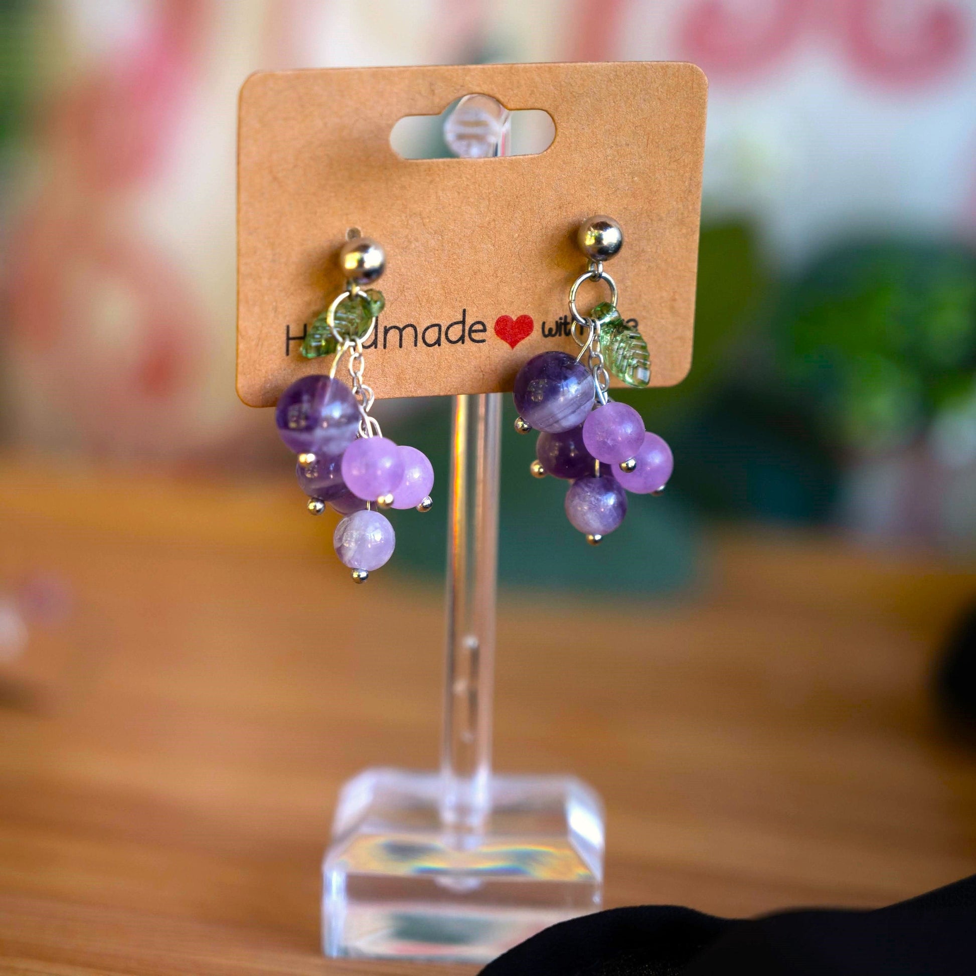 Grape Cluster Amethyst Earrings