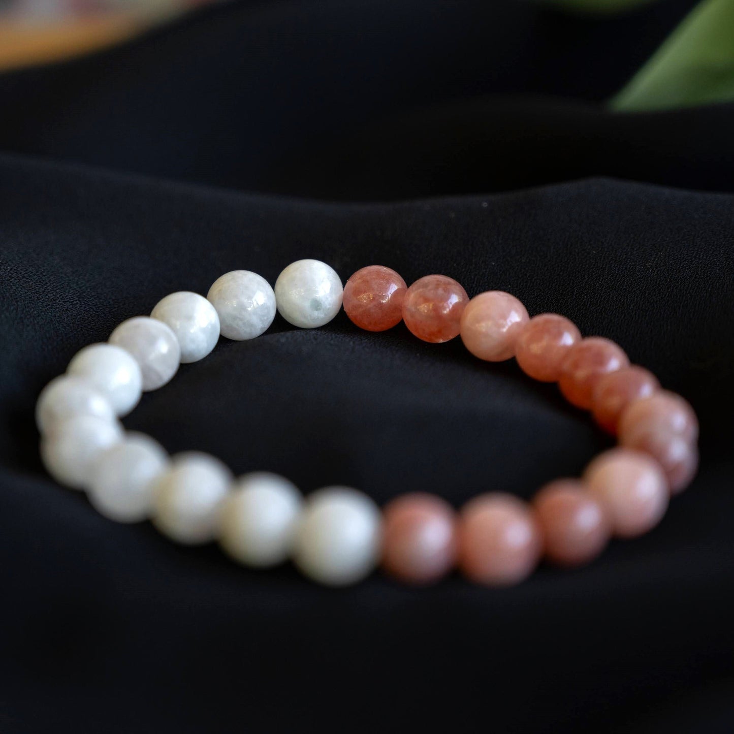 Sunstone and Moonstone Beaded Bracelet