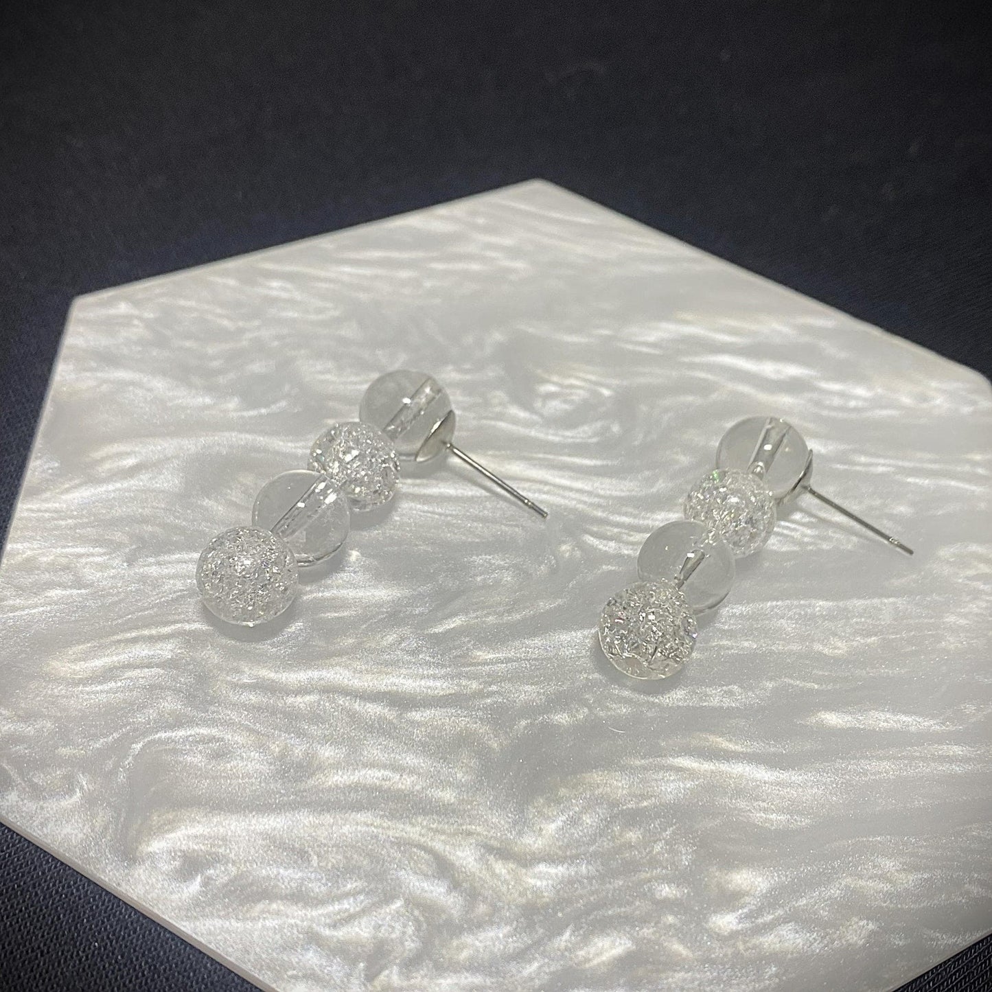 Clear & Crackle Quartz Gemstone Earrings | Natural Stone Gemstone Jewelry Handmade | Crystal Beaded Earrings | Angelic Earrings Jewelry