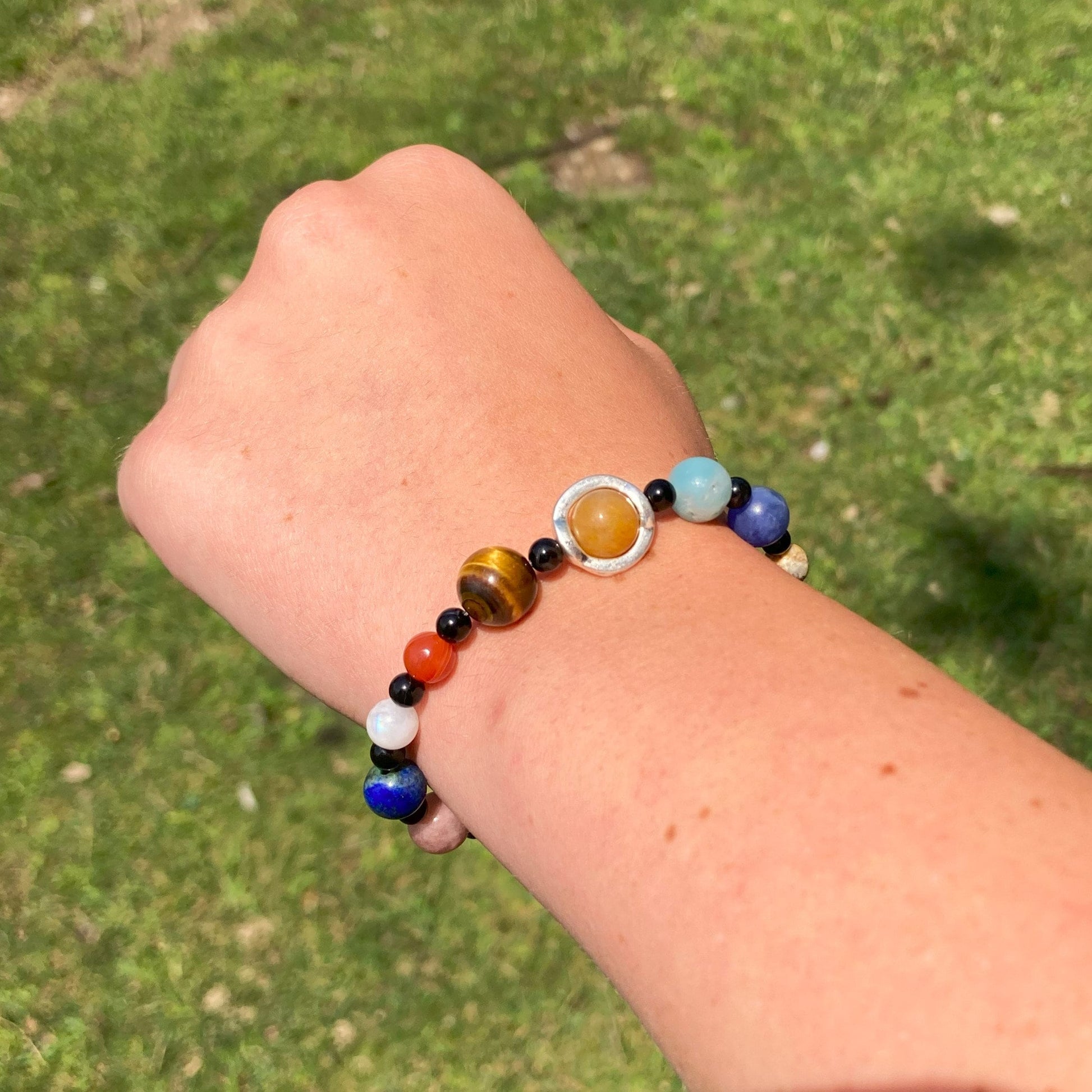 Solar System Planets Beaded Bracelet on wrist