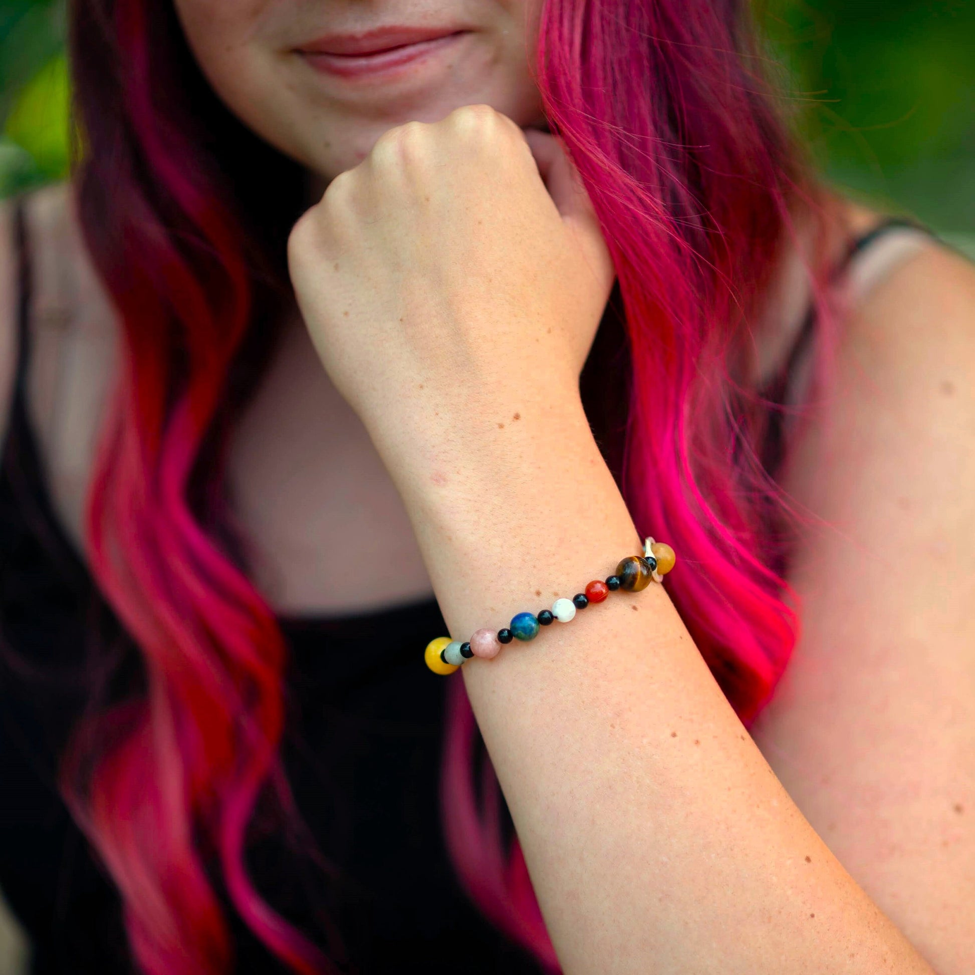 Solar System Planets Beaded Bracelet on model