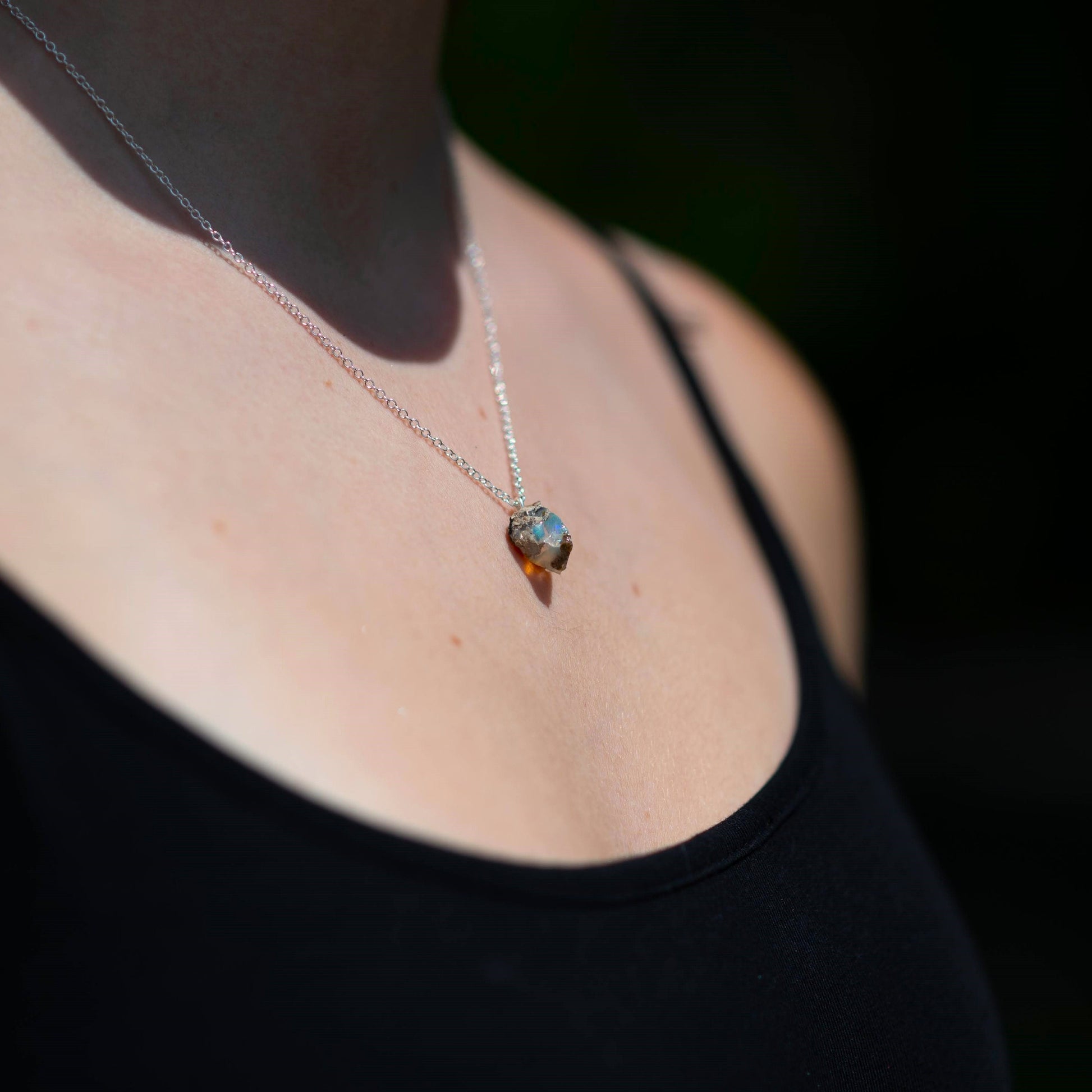 Rough Ethiopian Opal Pendant Necklace