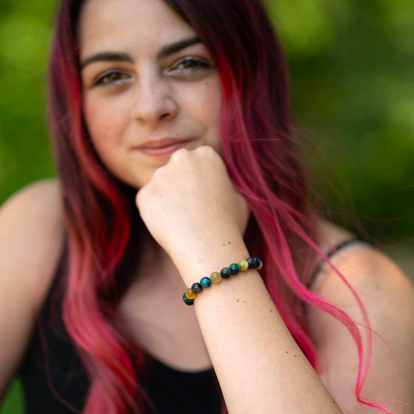 Multicolor Tiger's Eye and Hawk's Eye Beaded Bracelet