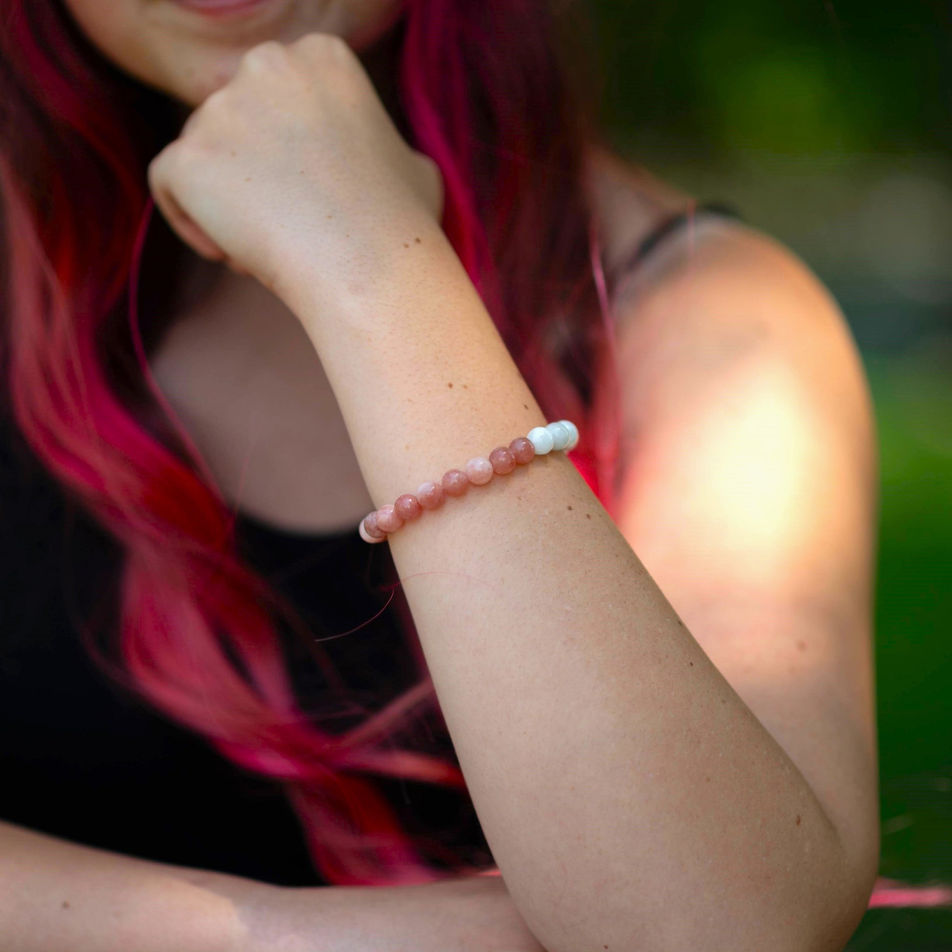 Sunstone and Moonstone Beaded Bracelet