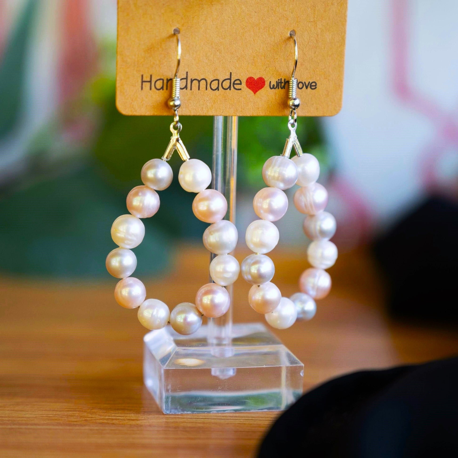 Multicolor Freshwater Pearl Hoop Earrings