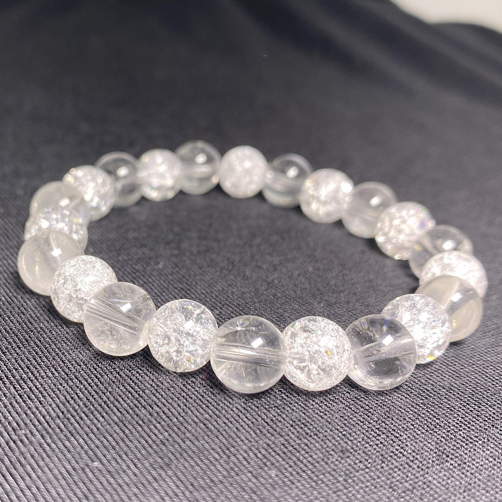 Clear & Crackle Quartz Gemstone Bracelet