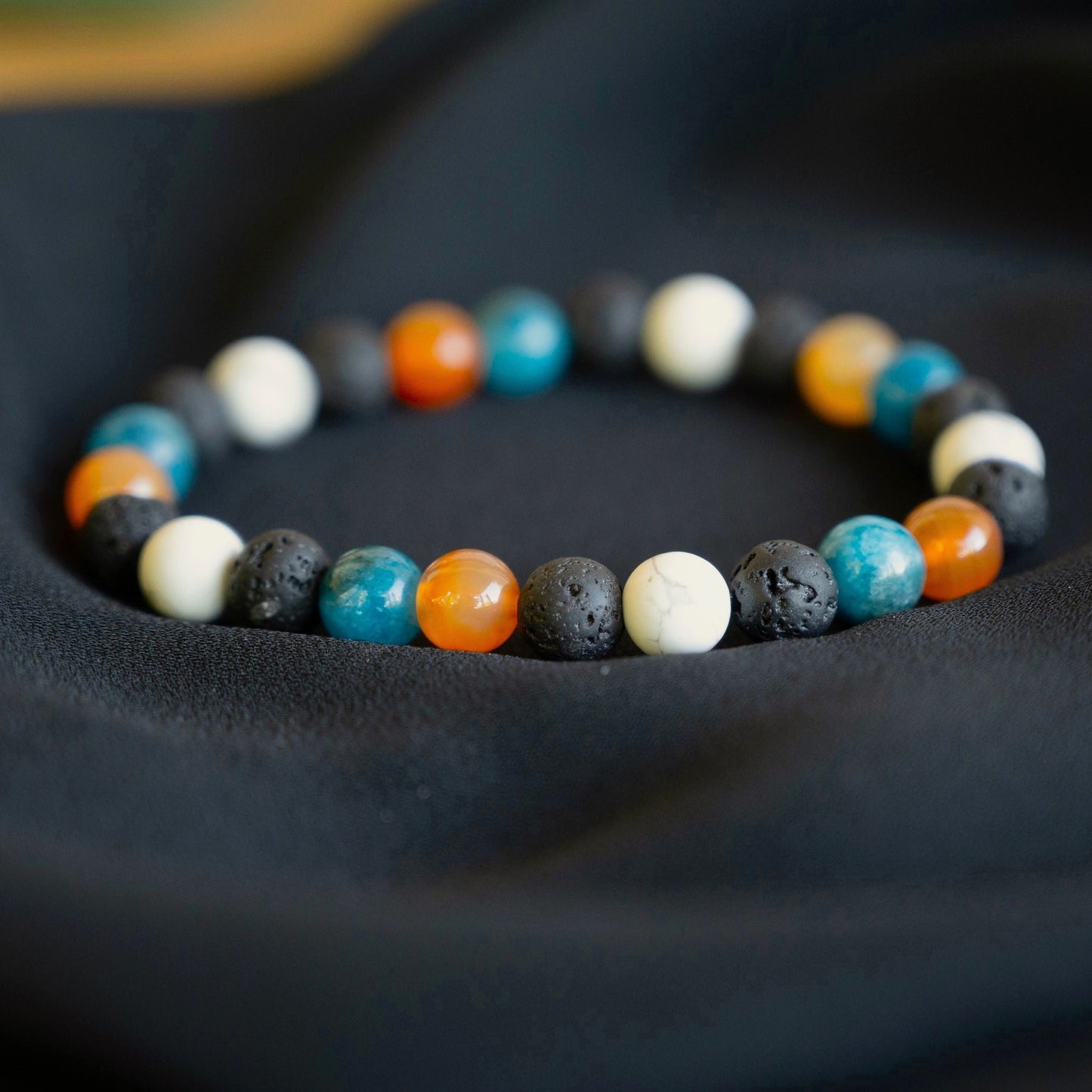 Jarrett | Mixed Gemstone and Lava Stone Beaded Bracelet