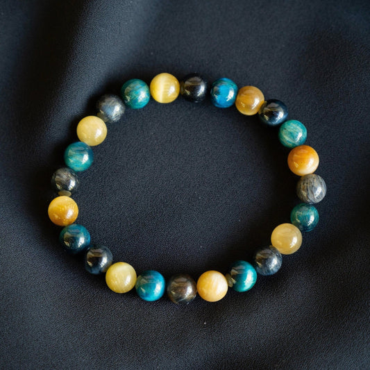 Multicolor Tiger&#39;s Eye and Hawk&#39;s Eye Beaded Bracelet