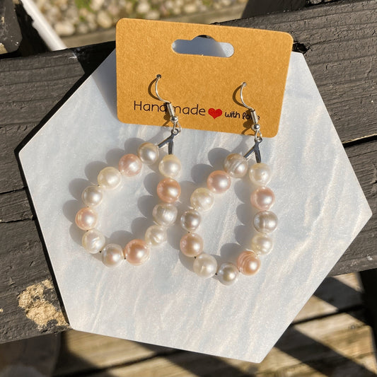 Multicolor Freshwater Pearl Hoop Earrings