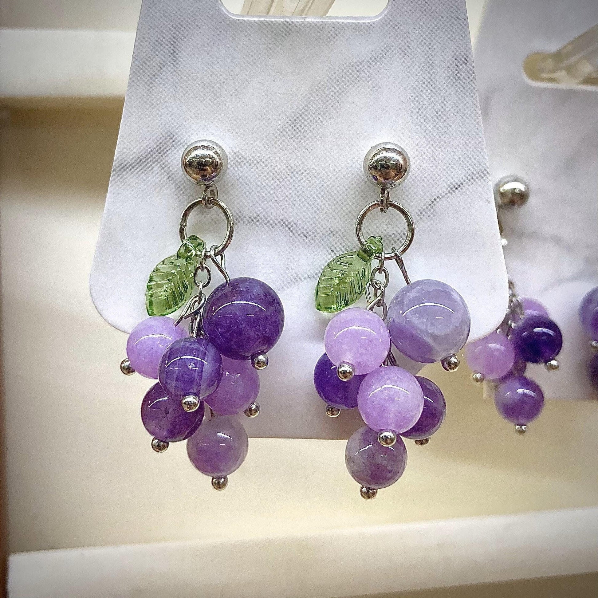 Grape Cluster Amethyst Earrings