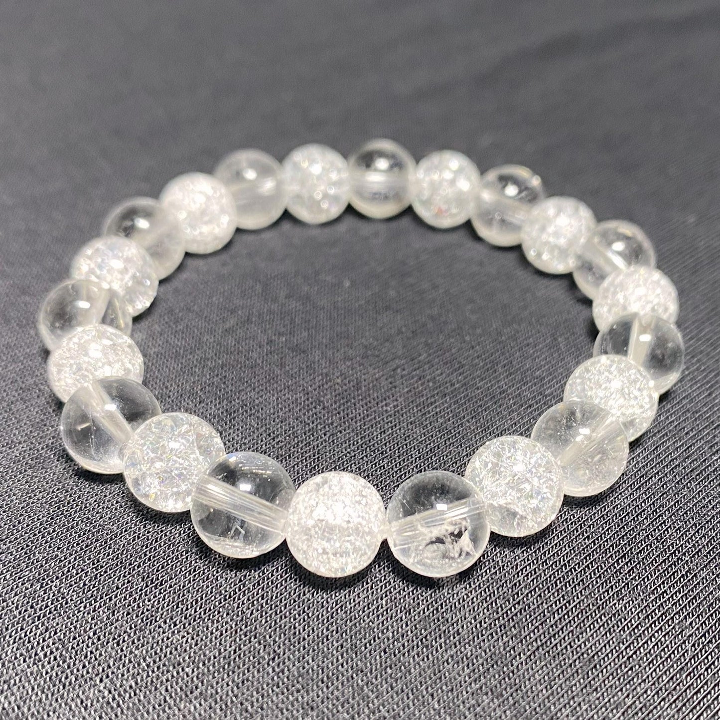 Clear & Crackle Quartz Gemstone Bracelet