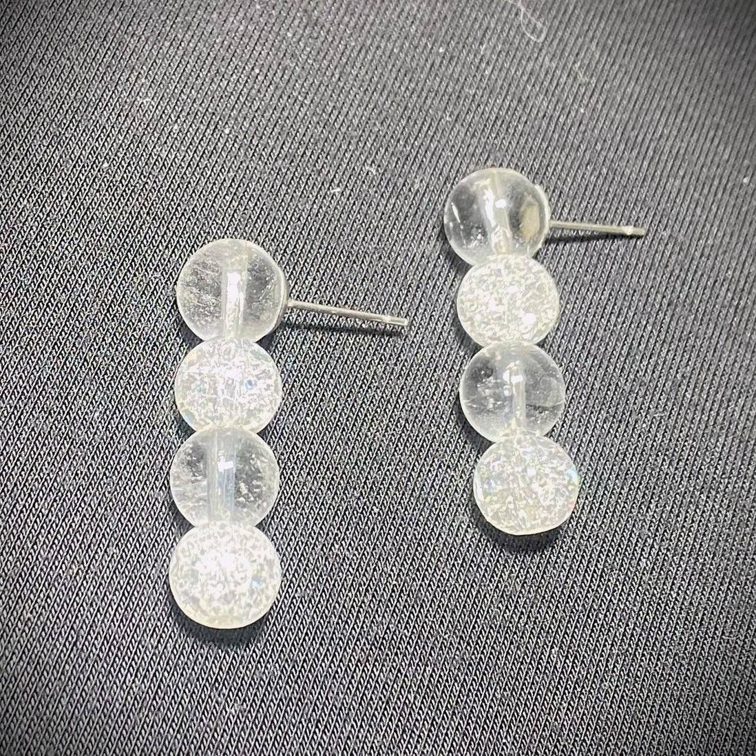 Clear & Crackle Quartz Gemstone Earrings | Natural Stone Gemstone Jewelry Handmade | Crystal Beaded Earrings | Angelic Earrings Jewelry