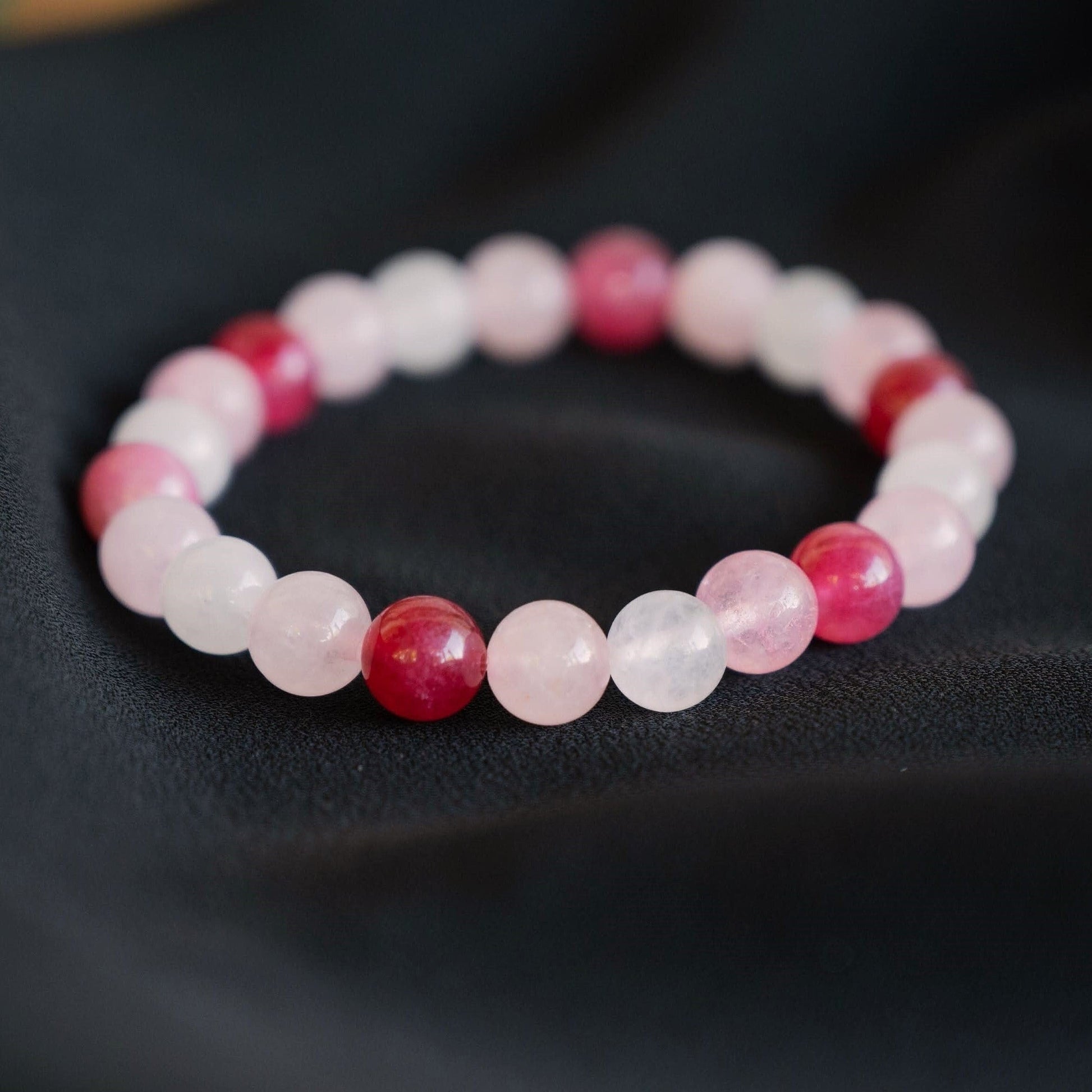 Mariah | Quartz and Tourmaline Pink Beaded Bracelet