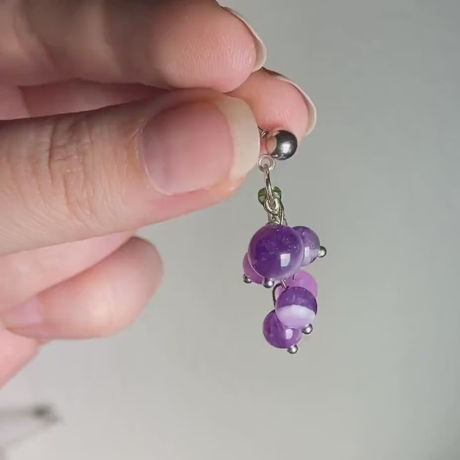 Grape Cluster Amethyst Earrings