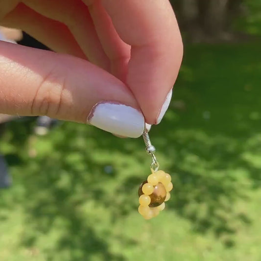 Yellow Jade and Tiger's Eye Sunflower Earrings