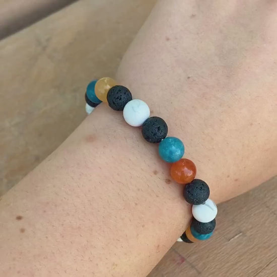 Mixed Gemstone and Lava Stone Beaded Bracelet | Jarrett