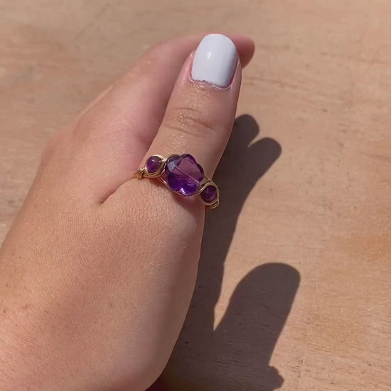 Amethyst Flower Wire Wrapped Ring